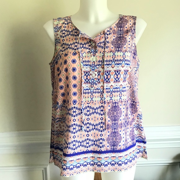 Talbots Tops - Talbots button up colorful tank Sz M
